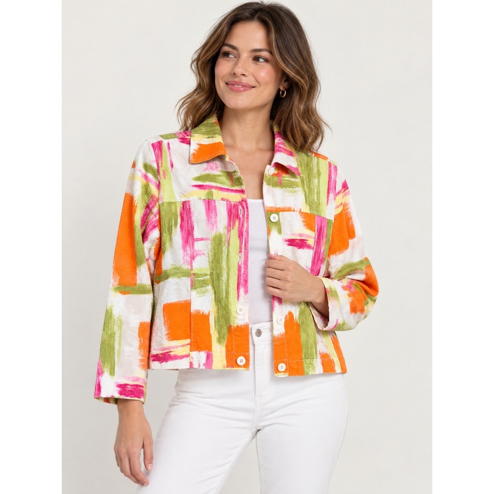 Drapers & Damons Jacket Petites PXS Multi Color Excellent Abstract Brushstroke